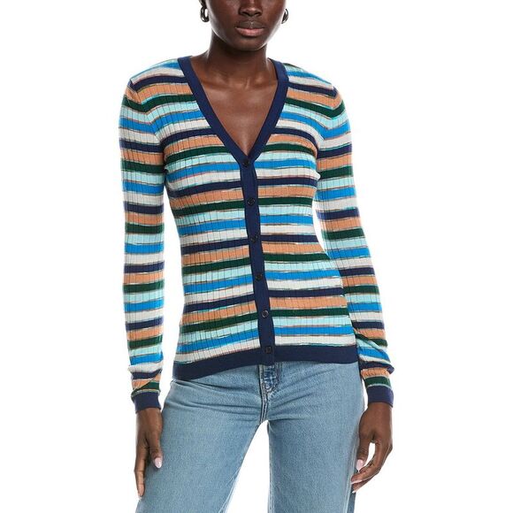 M Missoni WomensWool-Blend Cardigan Blue